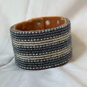 Handmade Silver and Blue Beaded Bracelet